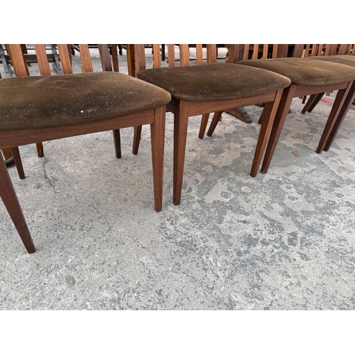 2568 - FOUR G PLAN RETRO TEAK DINING CHIARS ON TAPERING LEGS WITH SLATTED BACKS