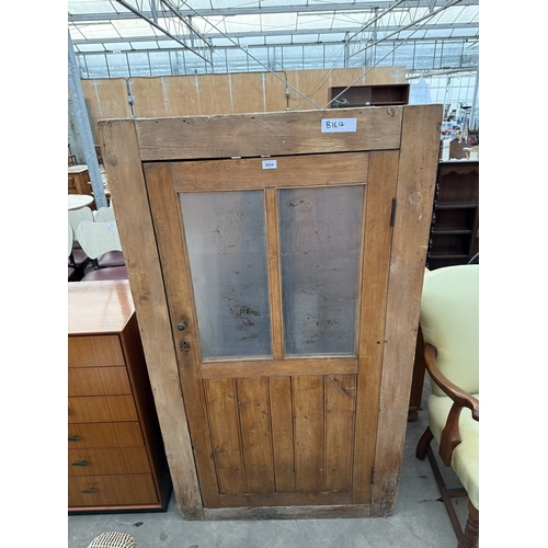 2624 - AN EARLY 20TH CENTURY PINE LARDER CUPBOARD WITH METAL MESH DOOR PANELS, 35.5