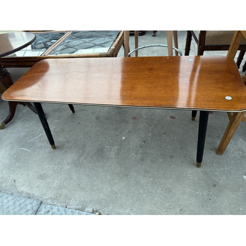 2639 - A 1950'S HIGH BACK STOOL AND RETRO COFFEE TABLE ON BLACK LEGS, 41.5