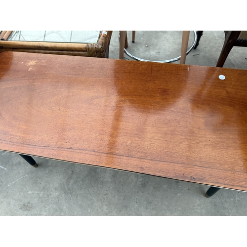 2639 - A 1950'S HIGH BACK STOOL AND RETRO COFFEE TABLE ON BLACK LEGS, 41.5