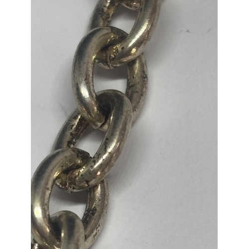 528 - A HEAVY SILVER T BAR NECK CHAIN GROSS WEIGHT 41.27 GRAMS