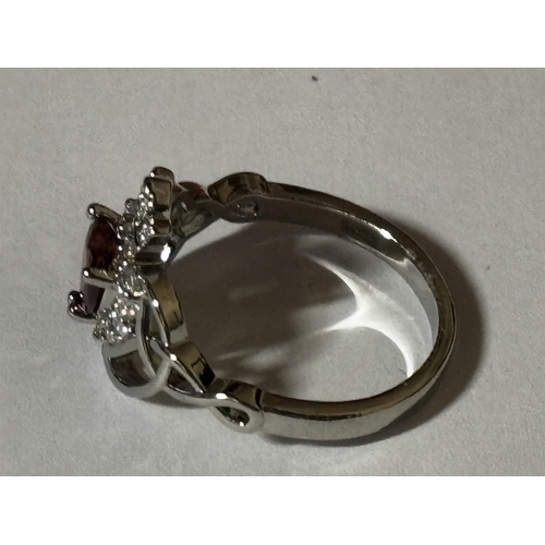 619 - A MARKED 925 HEART RING SIZE P IN A PRESENTATION BOX