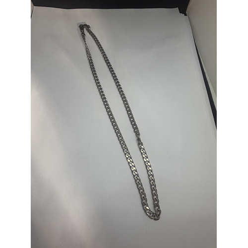 741 - A SILVER FLAT LINK NECKLACE LENGTH 20 INCHES
