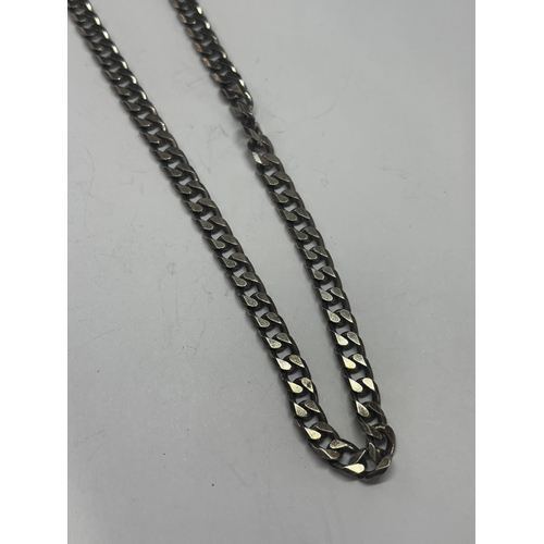 741 - A SILVER FLAT LINK NECKLACE LENGTH 20 INCHES