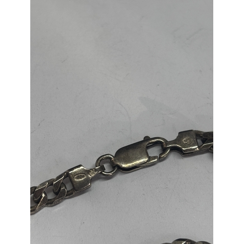 741 - A SILVER FLAT LINK NECKLACE LENGTH 20 INCHES
