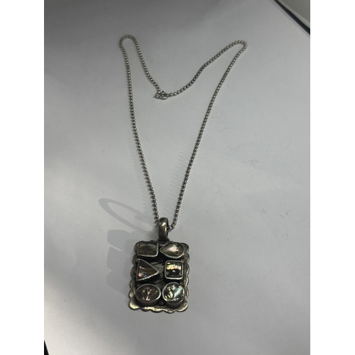 742 - A SILVER AND MOTHER OF PEARL NECKLACE