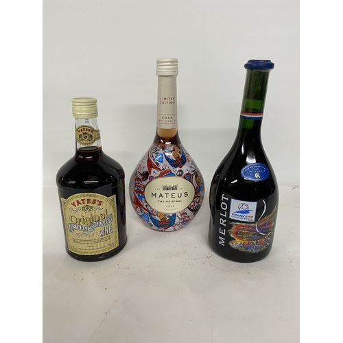 409 - THREE BOTTLES TO INCLUDE A 75CL LIMITED EDITION MATEUS ROSE, A 75CL LIMITED EDITION FRANCE '98 JP CH... 