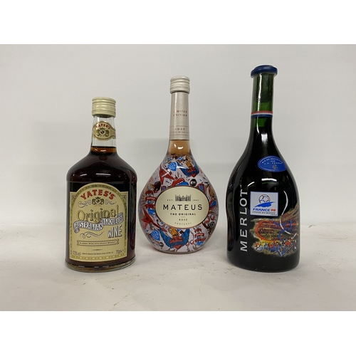 409 - THREE BOTTLES TO INCLUDE A 75CL LIMITED EDITION MATEUS ROSE, A 75CL LIMITED EDITION FRANCE '98 JP CH... 