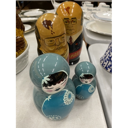 145 - TWO LARGE RUSSIAN NESTING DOLL TOGETHER WITH TWO CERAMIC MATRYOSHKA DOLL FIGURES