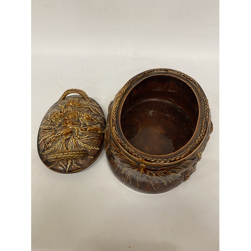 184 - A PORTMEIRION OVEN TO TABLE LIDDED DISH WITH DEER, PHEASANT AND RABBIT DECORATION