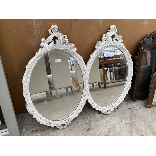 3342 - A MARIANO GARCIA GESSO EFFECT TWIN JOINED OVAL WALL MIRROR, 40