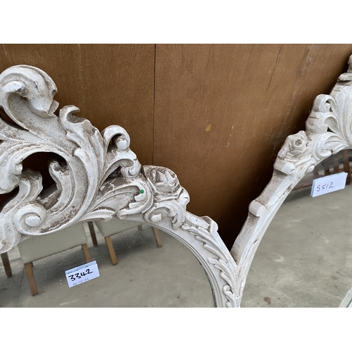 3342 - A MARIANO GARCIA GESSO EFFECT TWIN JOINED OVAL WALL MIRROR, 40