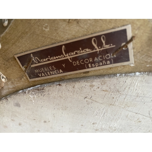 3342 - A MARIANO GARCIA GESSO EFFECT TWIN JOINED OVAL WALL MIRROR, 40