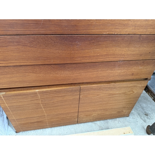 2772 - TWO RETRO TEAK MODULAR UNITS