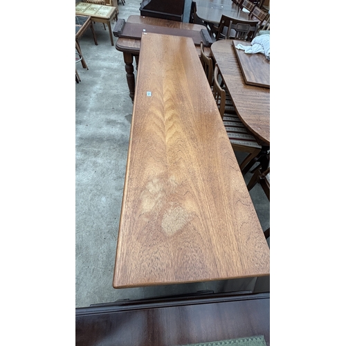 2714 - A NATHAN RETRO TEAK SIDEBOARD ENCLOSING THREE DRAWERS AND THREE CUPBOARDS, 72