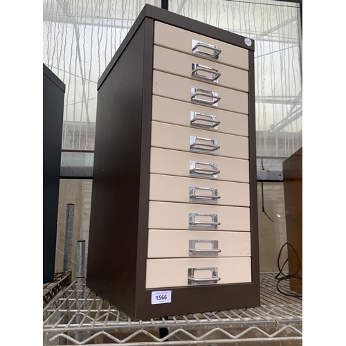 A MINIATURE METAL 10 DRAWER FILING CABINET