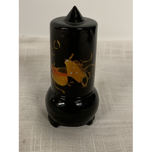 342 - A VINTAGE JAPANESE BLACK LACQUERED WOODEN TOOTHPICK