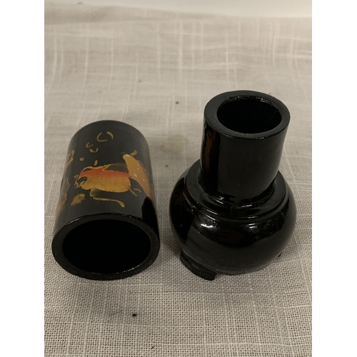 342 - A VINTAGE JAPANESE BLACK LACQUERED WOODEN TOOTHPICK