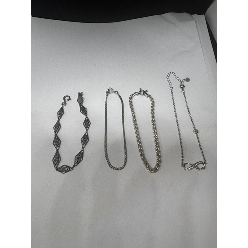 681 - FOUR SILVER BRACELETS GROSS WEIGHT 16.65 GRAMS