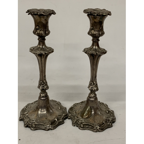 5 - A PAIR OF HALLMARKED SHEFFIELD SILVER CANDLESTICKS, DATED 1842, MAKER BELIEVED TO BE HENRY WILKINSON... 