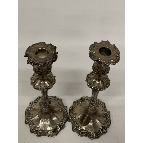 5 - A PAIR OF HALLMARKED SHEFFIELD SILVER CANDLESTICKS, DATED 1842, MAKER BELIEVED TO BE HENRY WILKINSON... 