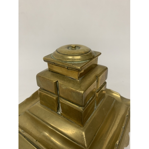 104 - A VINTAGE BRASS INKWELL