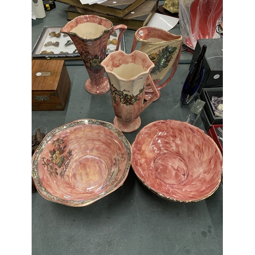 144 - A COLLECTION OF VINTAGE ARTHUR WOOD LUSTRE WARE TO INCLUDE VASES AND BOWLS