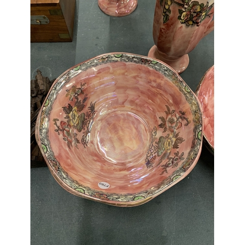 144 - A COLLECTION OF VINTAGE ARTHUR WOOD LUSTRE WARE TO INCLUDE VASES AND BOWLS