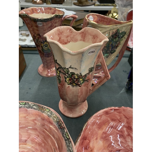 144 - A COLLECTION OF VINTAGE ARTHUR WOOD LUSTRE WARE TO INCLUDE VASES AND BOWLS