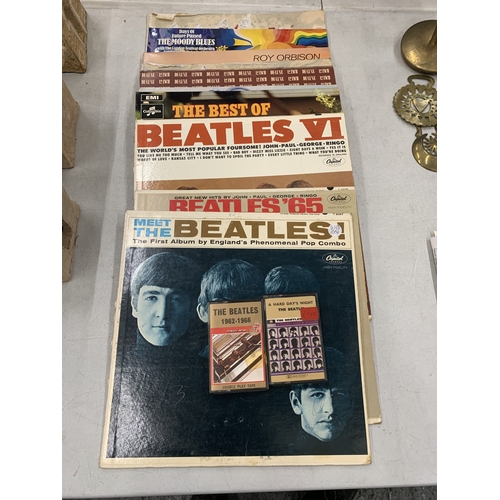 161 - AN ASSORTMENT OF LP'S TO INCLUDE THE BEATLES, ROY ORBISON ETC TOGETHER WITH TWO BEATLES CASSETTES
