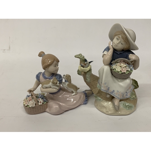 816 - TWO NADAL PORCCELAIN FIGURES OF GIRLS WITH BASKETS
