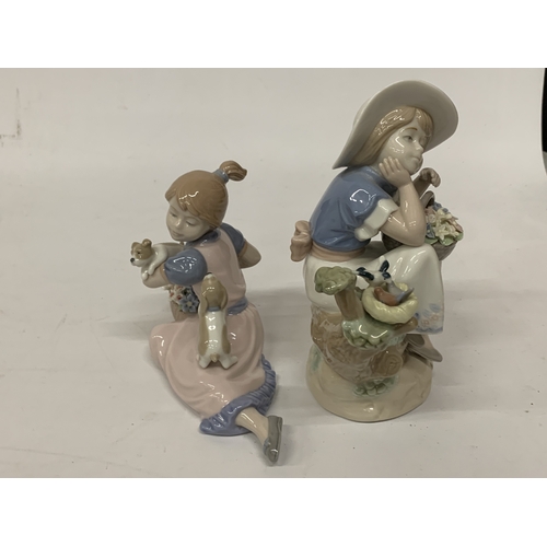 816 - TWO NADAL PORCCELAIN FIGURES OF GIRLS WITH BASKETS