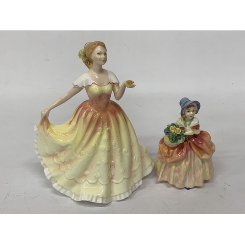 827 - TWO ROYAL DOULTON LADY FIGURES TO INCLUDE CISSIE HN 1809 AND DEBORAH HN 3644