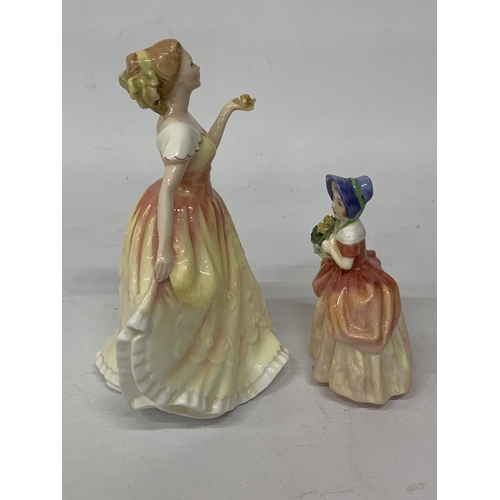 827 - TWO ROYAL DOULTON LADY FIGURES TO INCLUDE CISSIE HN 1809 AND DEBORAH HN 3644