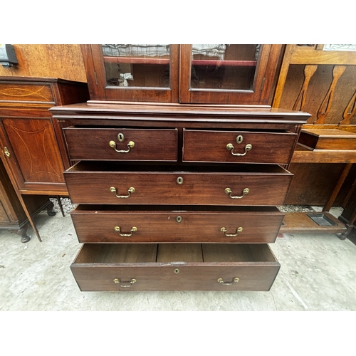 2509 - A 19TH CENTURY MAHOGANY CHEST OF TWO SHORT AND THREE LONG DRAWERS, 47.5