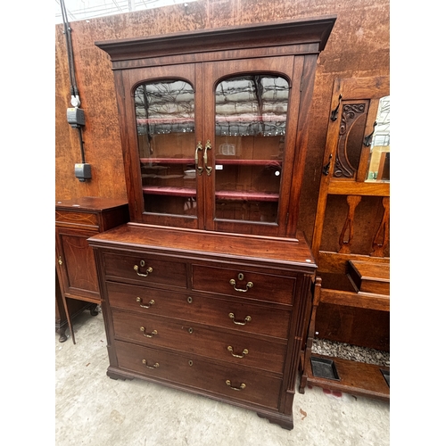 2509 - A 19TH CENTURY MAHOGANY CHEST OF TWO SHORT AND THREE LONG DRAWERS, 47.5