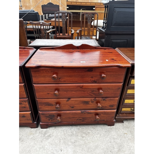2535 - A PINE CHEST OF FOUR DRAWERS, 32