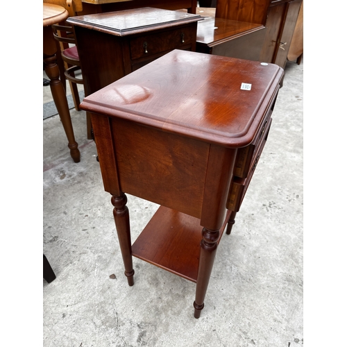 2552 - A TWO DRAWER MAHOGANY BEDSIDE TABLE, 18