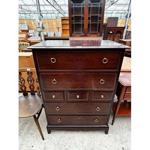 2553 - A STAG MINSTREL CHEST OF THREE SHORT AND FOUR LONG DRAWERS, 32