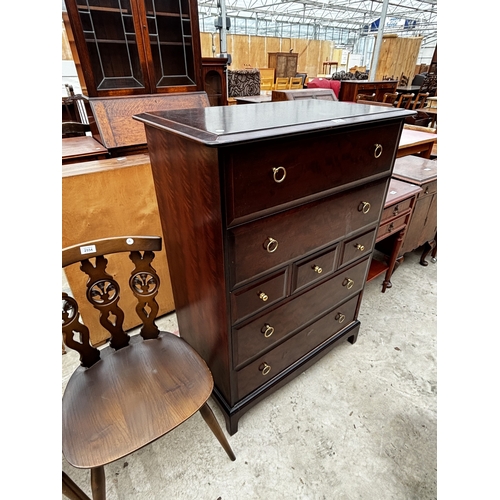 2553 - A STAG MINSTREL CHEST OF THREE SHORT AND FOUR LONG DRAWERS, 32