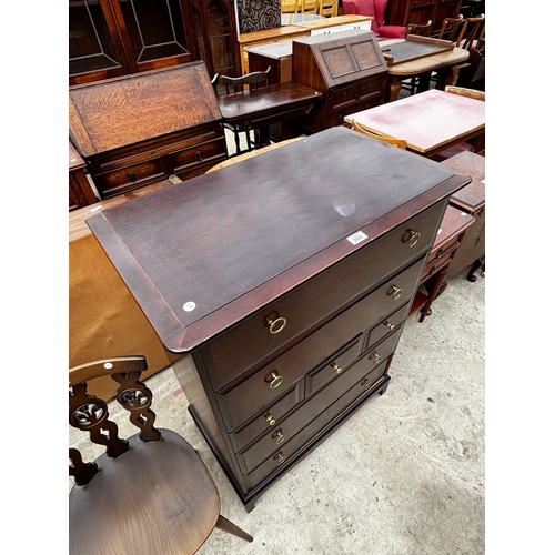 2553 - A STAG MINSTREL CHEST OF THREE SHORT AND FOUR LONG DRAWERS, 32