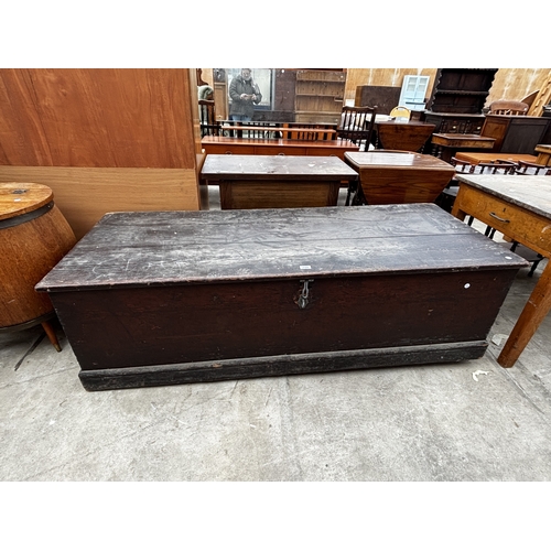 2566 - A LARGE PINE LATE VICTORIAN STORAGE CHEST, 68