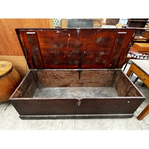 2566 - A LARGE PINE LATE VICTORIAN STORAGE CHEST, 68