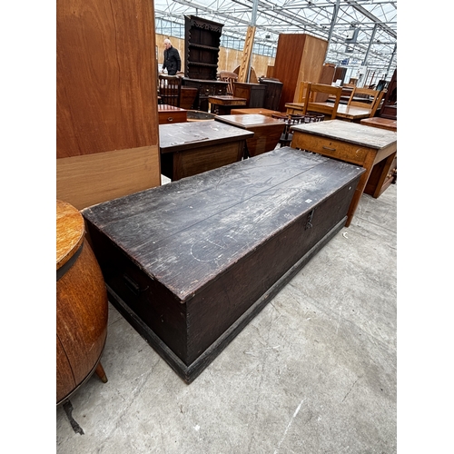 2566 - A LARGE PINE LATE VICTORIAN STORAGE CHEST, 68