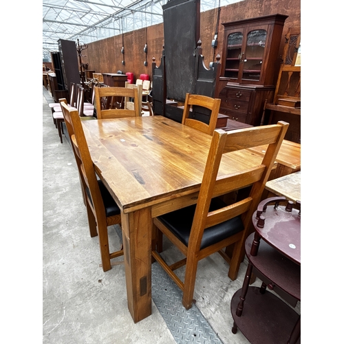 2593 - A HEAVY SOLID OAK DINING TABLE, 55