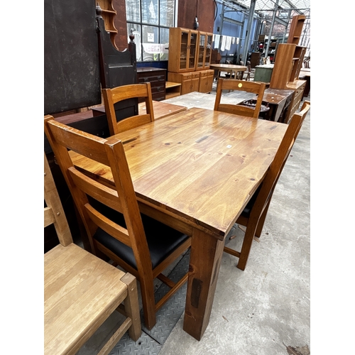 2593 - A HEAVY SOLID OAK DINING TABLE, 55