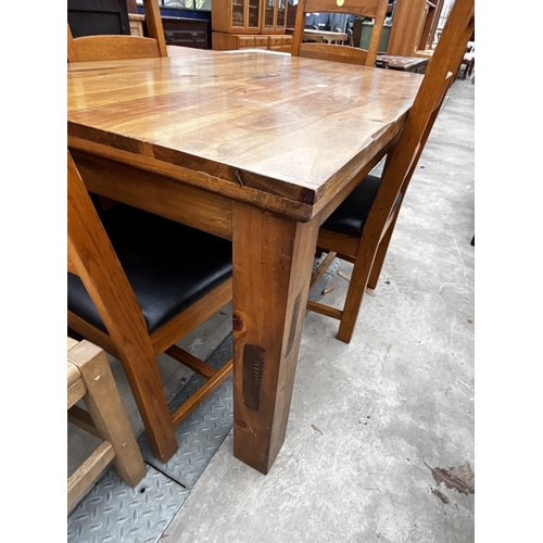 2593 - A HEAVY SOLID OAK DINING TABLE, 55