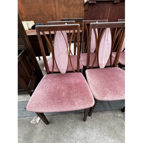 2595 - A SET OF SIX G PLAN TEAK DINING CHAIRS WITH CURVED OVULAR BACKS