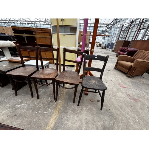 2621 - THREE BENTWOOD CHAIRS AND A VICTORIAN KITCHEN CHAIR