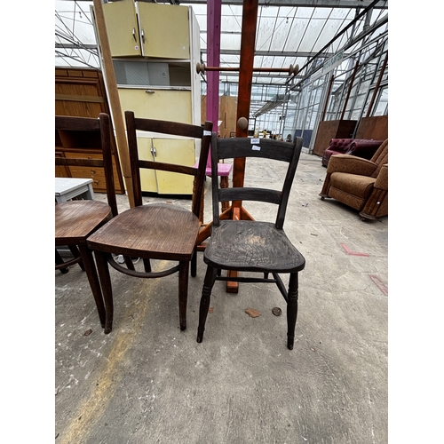 2621 - THREE BENTWOOD CHAIRS AND A VICTORIAN KITCHEN CHAIR